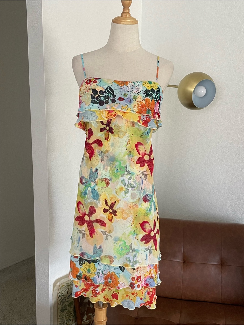 Y2K Fairy Boho Euro Summer Floral Multicolor Ruffle Tier Mini Dress